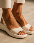 Iverixa - Dames sandalen met hak, open teen, platformzool van leer