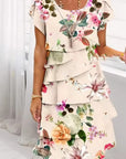 Elif - Bloemen geplooide jurk met ruches