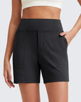 Phaedora - Hoge taille shorts voor dames met diepe zakken