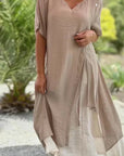 Amabel - Asymmetrische tweedelige jurk met korte mouwen