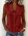 Dovirelle - Mouwloze blouse voor dames met V-hals en elegante knopen