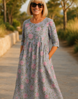 Gavessia - Midi jurk voor dames met een elegante casual print