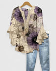 Myravelle - Damesblouse met bohemien print en elegante volantmouwen