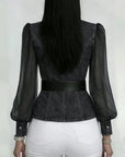 Quinellea - Elegante Denim Blouse met Structuur