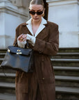 Cléore - Elegante suède Trench Coat voor dames